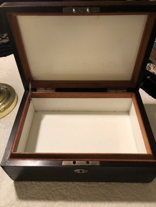 Vintage Antique Wood & Metal Humidor Cigar Box 8 - 1/8” Wide x 12” x 4 - 3/4” 8