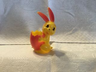 Vtg Mcm Hard Plastic Easter Bunny Rabbit Egg Candy Container 4 " Irwin? Rosbro?