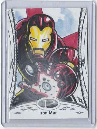 2014 Upper Deck Marvel Premier 39 Iron Man Sketch By Andy Carreon 1/1