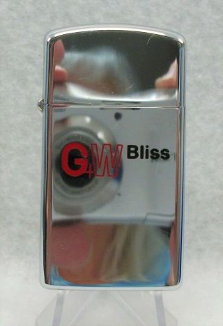 Vintage Gw Bliss Zippo Slim Chrome Windproof Lighter 1973