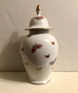 Vintage Hand Pain Ginger Jar With Flowers Butterflies And Birds Made On China