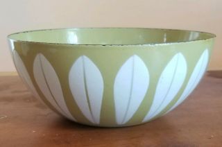 Vintage Mid Century Modern Green Lotus Cathrineholm 8 " Enamelware Bowl