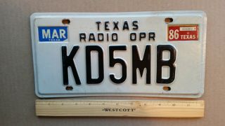 License Plate,  Texas,  1986,  Ham Radio Operator,  Kd5mb