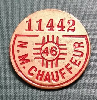 Vintage 1946 State Of Mexico Chauffeur Badge Pin No.  11442