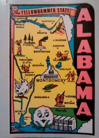 Vintage Alabama State Souvenir Authentic Travel Decal Camper Luggage