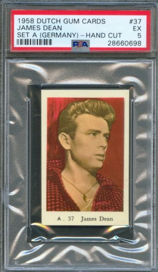 1958 Dutch Gum Card Germany A 37 James Dean Actor Rebel Without A Cause Psa 5