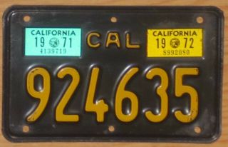 1972 California Motorcycle License Plate Number Tag