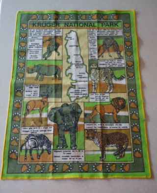 Vintage South Africa Kruger National Park Wild Animal Tray Cloth