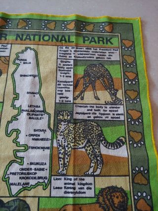 Vintage South Africa Kruger National Park Wild Animal Tray Cloth 2