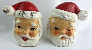 Vintage 1950s 60s Christmas Santa Claus Winking Salt & Pepper Shakers Japan