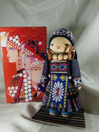 Vintage Doll Miao Xiao Qing Wooden Body,  Coarse Cloth Dress Asia Chinese