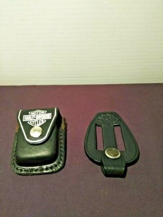 Harley Davidson Zippo Lighter Leather Belt Case & Hd Leather Belt Snap Holder