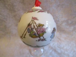 1989 Hutschenreuther Germany Children Swinging/see Saw Christmas Ball Ornament