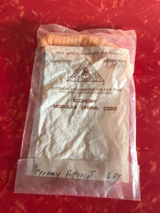 Telephone Handset Spring Cord Short Creamy Apricot Vintage Nos Package Pioneers