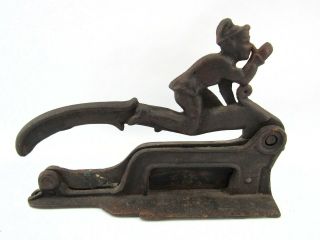 Whimsical 1890 Antique Brighton 3 Cast Iron Figural Elf Cigar Cutter