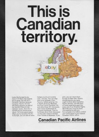 Canadian Pacific Airlines Europe Is A Canadian Territory 1968 Ad