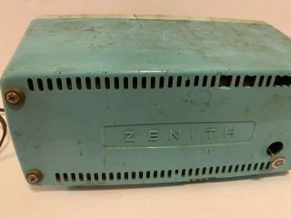 Vintage 1950 ' s Zenith Model Z402F Portable Tube Radio Blue/Green Plastic 2