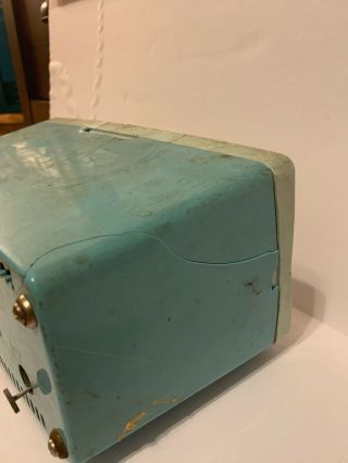 Vintage 1950 ' s Zenith Model Z402F Portable Tube Radio Blue/Green Plastic 3