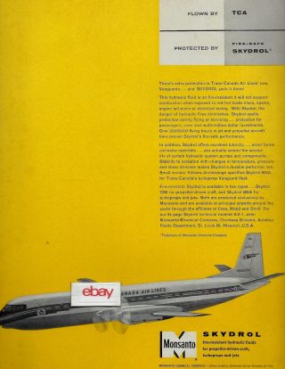 Tca Trans Canada Airlines 1961 Vickers Vanguard Protected By Skydrol Ad