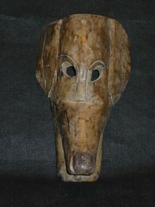 Mayan Wolf Wood Mask.  Antique Vintage Guatemala Handcarved.  Chichicastenango