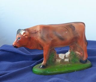 Vintage 11 " Chalkware Nativity Bull/cow