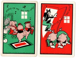 Vintage Playing Card Swap Cards Disney 3 Little Pigs Big Bad Wolf