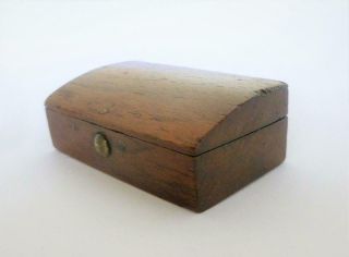 Antique 19th Century Early Victorian Oak Wood Snuff / Quill Pen Nib Box C1840 