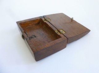 Antique 19th Century Early Victorian Oak Wood Snuff / Quill Pen Nib Box c1840 ' s 3