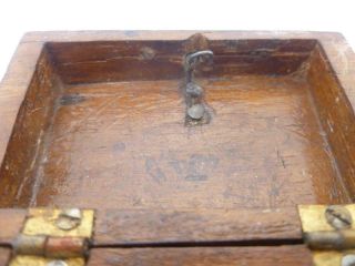Antique 19th Century Early Victorian Oak Wood Snuff / Quill Pen Nib Box c1840 ' s 7