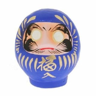 Japanese 3.  75 " H Blue Daruma Doll Good Luck Fortune For Achievement Made In Japan