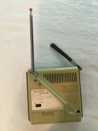 Sony Solid State Transistor Radio Vintage No.  TFM - 3750W 2