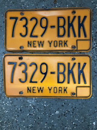 Vintage York State Nys Orange & Blue License Plates