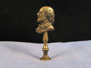 Antique Pipe Tamp Ring Tamper Tobacco Stopper Brass Figural Shakespeare