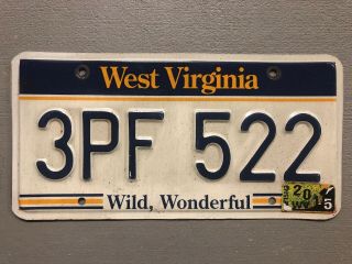 Vintage West Virginia License Plate Wild Wonderful 3pf - 522