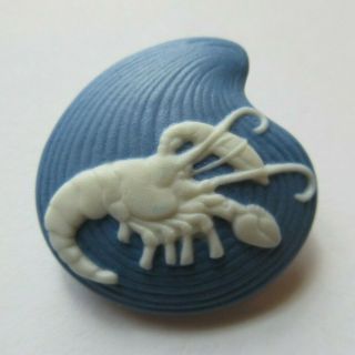 Wonderful Antique Vtg Jasperware Studio Ceramic Button Lobster Seashell (d)