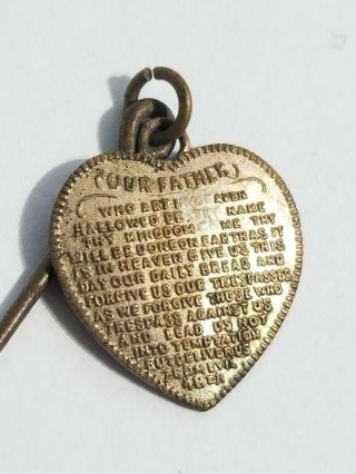 Tiny Vintage Antique Christian Religious Heart - The Lords Prayer - Stick Pin 2