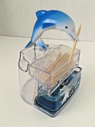 Vintage Myrtle Beach Sc Souvenir Dolphin Aquarium Toothpick Dispenser