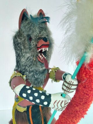 Large Vintage 16 " Navajo Kachina Doll The Wolf Dancer,  Handmade