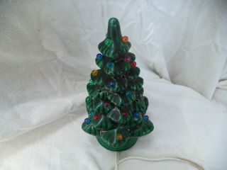 Ceramic Christmas Tree 7 1/2 Inch Tall,  Missing Some Of Its Lights