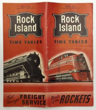 Vintage April 1941 Rock Island Railroad “route Of The Rockets” Timetable