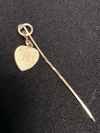 Tiny Vintage Antique Gold Christian Religious Heart The Lords Prayer Stick Pin 2