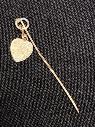 Tiny Vintage Antique Gold Christian Religious Heart The Lords Prayer Stick Pin 4