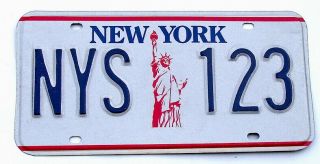 York Statue Of Liberty Sample License Plate Nys 123