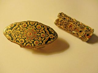 2 Vintage Lipstick Holders 1 - Cover For Vanity 2 - Holder With Mirror Stratton
