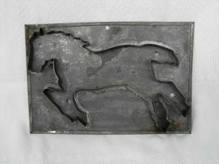 Vintage Large Rearing Up Or Running Horse Flat Back Tin Cookie Cutter