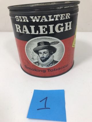 Sir Walter Raleigh Smoking Tobacco Round 5 " T 5 1/8 " D Tin W/ Lid Fast Ship 1