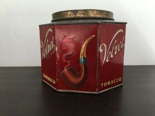 Vintage Velvet Tobacco Tin - Antique - Pipe - Cigarette - Advertising