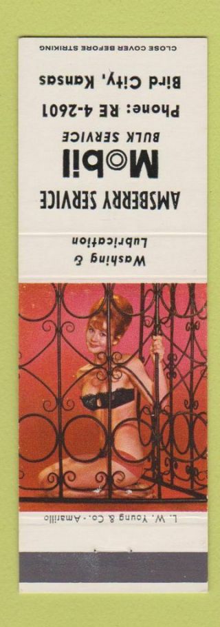 Matchbook Cover - Amsberry Mobil Oil Gas Bird City Ks Pinup