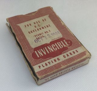 Vintage Playing Cards Invincible U.  S.  Government Gift Of American Red Cross 1944