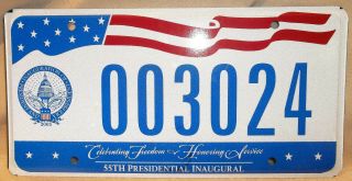 2005 George W.  Bush 55th Presidential Inaugural License Plate 003024 Gop